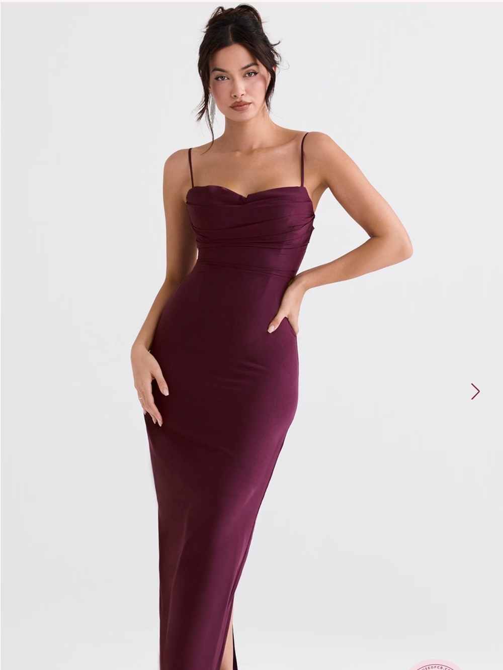 House of CB “Lani” Merlot Corset Maxi Dress